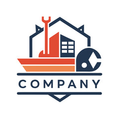 Modern Construction and Renovation Company Logo Design Concept