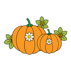 Charming pumpkins adorned with vibrant flowers, blending autumn warmth with floral elegance—perfect for seasonal décor and festive fall celebrations.
