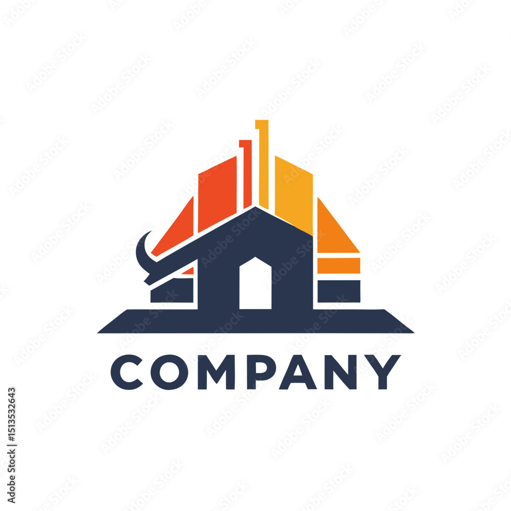 Poster abstract modern building logo with colorful blocks design