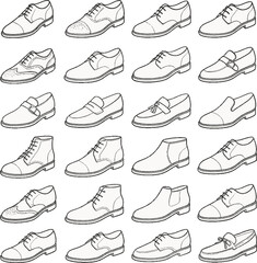 Leather Shoes Line Art Vector Illustration | Minimalist Footwear Drawing Design