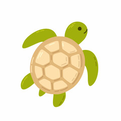 Friendly green turtle with beige shell and soft smile, perfect for marine-themed kids’ products or educational content