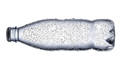 Water bottle with condensation isolated on transparent background, PNG