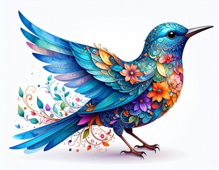 Obraz premium whimsical floral illustration of a bird