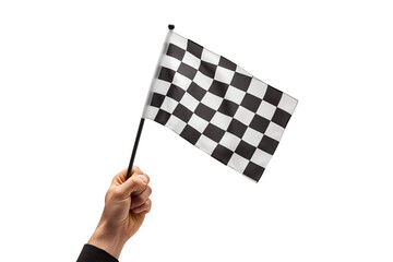 Checkered Flag Victory: Celebrate Success! isolated on transparent background png
