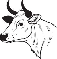 black and white cow isolated
