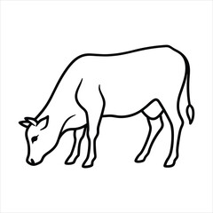 Obraz premium Line art of cow grazing.