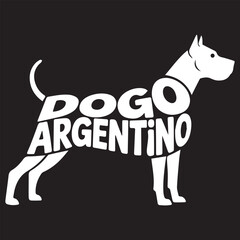 Dogo Argentino Dog illustration Vector, Dog Breed Typography Silhouette Design, Dog silhouette with text Name inside Clipart
