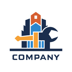 Obraz premium Modern construction maintenance company logo design vector illustration
