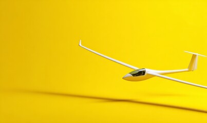 White Glider Aircraft on Bright Yellow Background