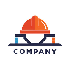 Fototapeta premium Modern construction company logo showcasing safety helmet design