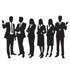 Business people, set of vector silhouettes and silhouettes of men
