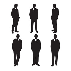 Business people, set of vector silhouettes and silhouettes of men
