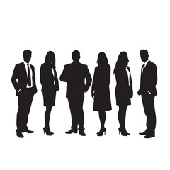 Business people, set of vector silhouettes and silhouettes of men
