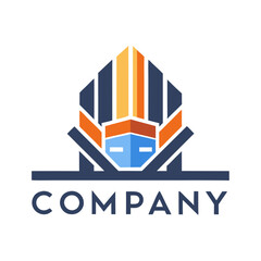Obraz premium Abstract corporate logo design with building and face concept