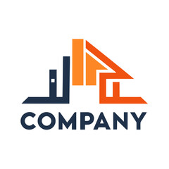 Fototapeta premium Abstract house logo in geometric shapes with company name