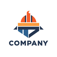 Obraz premium Modern construction company logo with geometric shapes on white