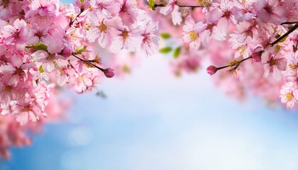 Fototapeta premium spring border or background art with pink blossom