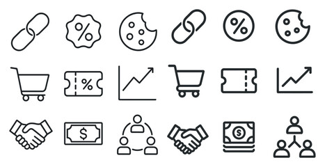 E-commerce and shopping line icons set – outline, linear, retail symbols