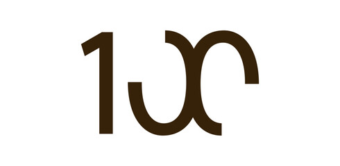 Obraz premium Minimalist Number 100 in Modern Cut-Out Style, Bold Abstract Typeface for Creative Design, Birthday, Anniversary, Poster or Logo Use. Vector Illustration.