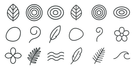 Nature and eco outline icons set – silhouette, floral, botanical vector symbols