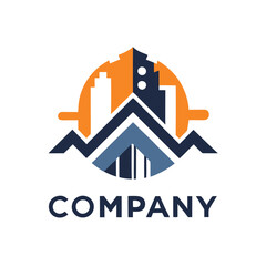 Modern real estate company logo with geometric building elements