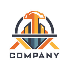 Fototapeta premium Modern geometric logo design featuring abstract buildings and arch