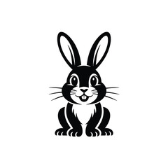 Fototapeta premium Adorable Cartoon Rabbit Illustration Black and White Bunny Design