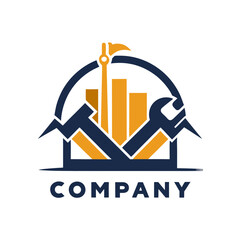 Abstract vector construction logo design with geometric shapes