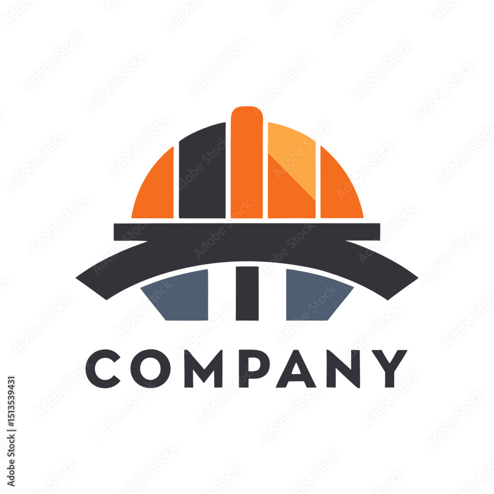 Poster abstract geometric logo design with bridge and building elements