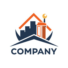 Modern company logo with building and construction concept design
