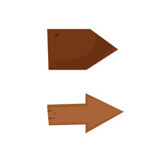 Wooden arrow signs pointing opposite directions, rustic illustration isolated on white.