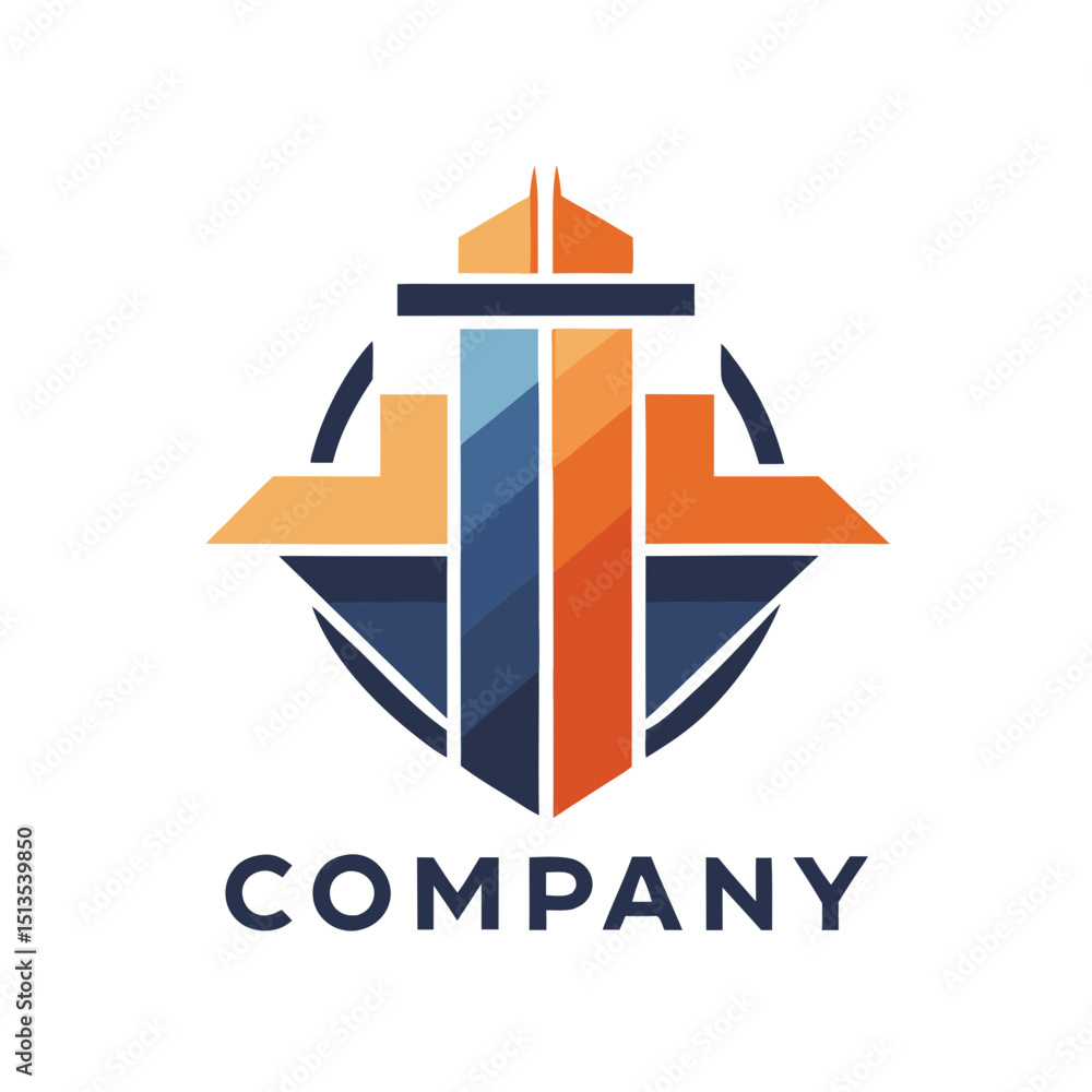 Poster modern building abstract logo design with circular frame