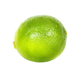 One green ripe lime. Isolated