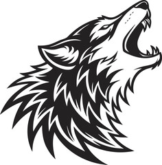 roaring Wolf black silhouette vector, Simple silhouette Design vector icon with white background. Wild Animal Vector.