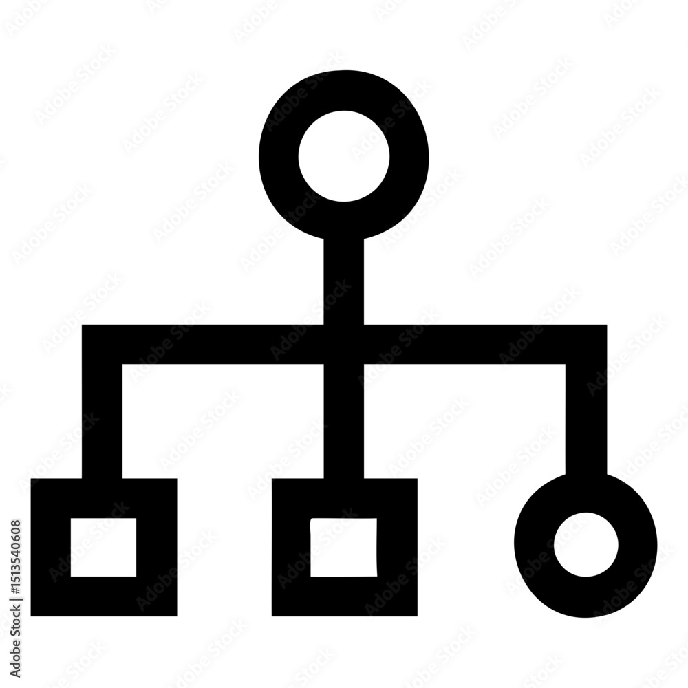 Poster digital flowchart illustration showing data structure relationships in tech environment