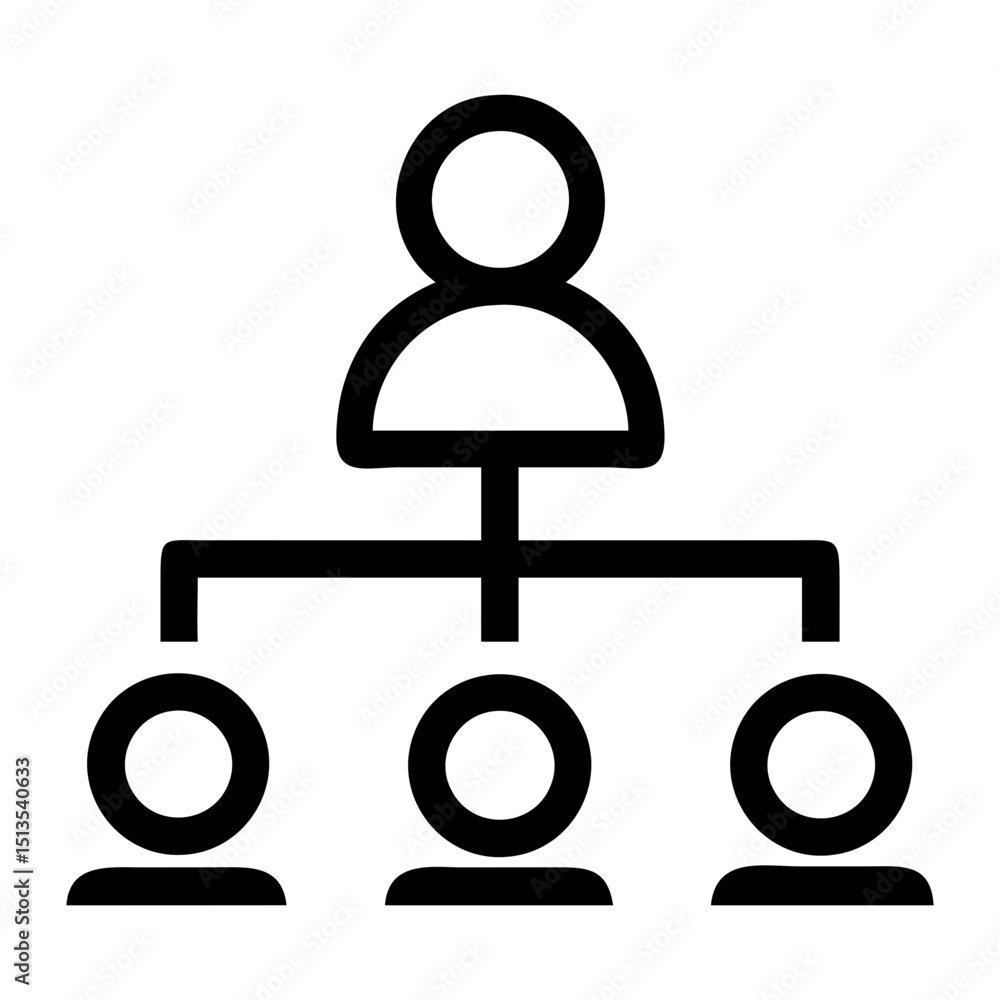 Poster organizational chart displaying hierarchy of team members in a business environment