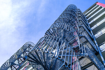 typical spiral staircase - emergency exit at a apartment building