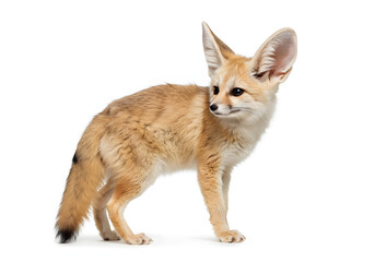 Fototapeta premium Fennec fox side view against solid background