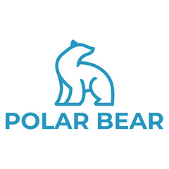 polar bear outline line art flat minimalist logo design