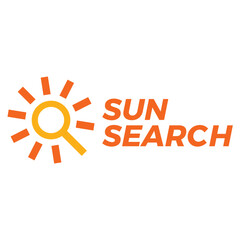 sun search flat minimalist logo design