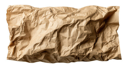 Obraz premium Crumpled brown paper texture isolated on transparent background, PNG