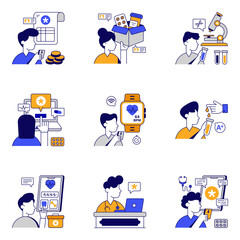 Set of Online Medication Flat Icons