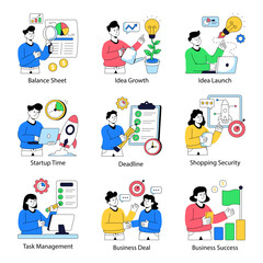 Set of Time Management Flat Illustrations