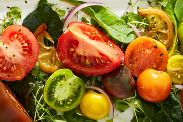 Colorful Heirloom Tomato Salad with Greens