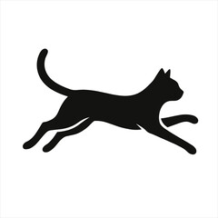 Running Cat Silhouette Vector – Minimalist Black Cat in Motion
