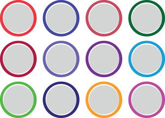 Glossy Round Web Buttons Icon Set – Colorful Vector Design with Blue, Green, Yellow, Orange, Pink Circles – Shiny Blank Symbols for Website, Internet UI, and App Interface Elements – Glass Ball Style 