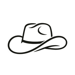 Cowboy Hat Vector – Western Rodeo Icon in Bold Black Line Art
