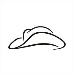 Cowboy Hat Vector – Western Rodeo Icon in Bold Black Line Art