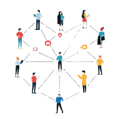 Professional Social Media Pictogram Vector Illustration for People Connecting in Technology and Business Networks