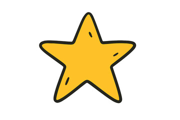 Bright yellow star with simple black outline, suitable for various creative projects and designs